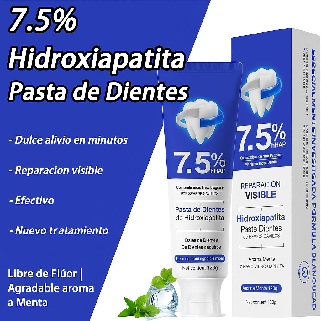 Crema Dental con Hidroxiapatita - Regenera tus dientes desde casa y despídete de agujeros, grietas y sensibilidad