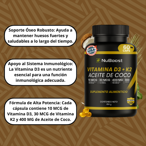 Vitamina D3 + K2 - Refuerza tu sistema inmunológico y óseo