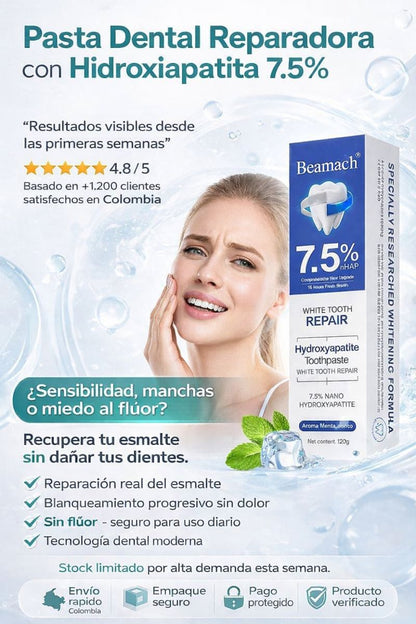 Crema Dental con Hidroxiapatita - Regenera tus dientes desde casa y despídete de agujeros, grietas y sensibilidad