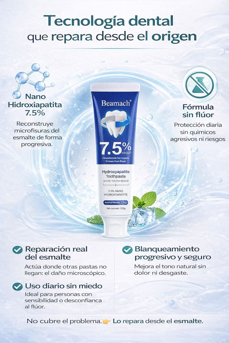 Crema Dental con Hidroxiapatita - Regenera tus dientes desde casa y despídete de agujeros, grietas y sensibilidad