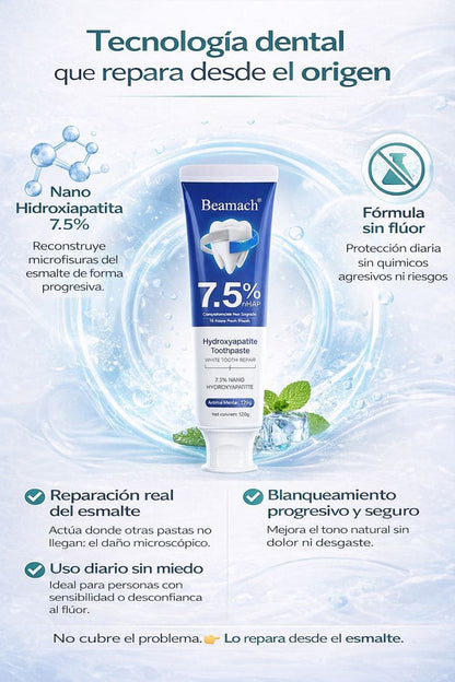 Crema Dental con Hidroxiapatita - Regenera tus dientes desde casa y despídete de agujeros, grietas y sensibilidad