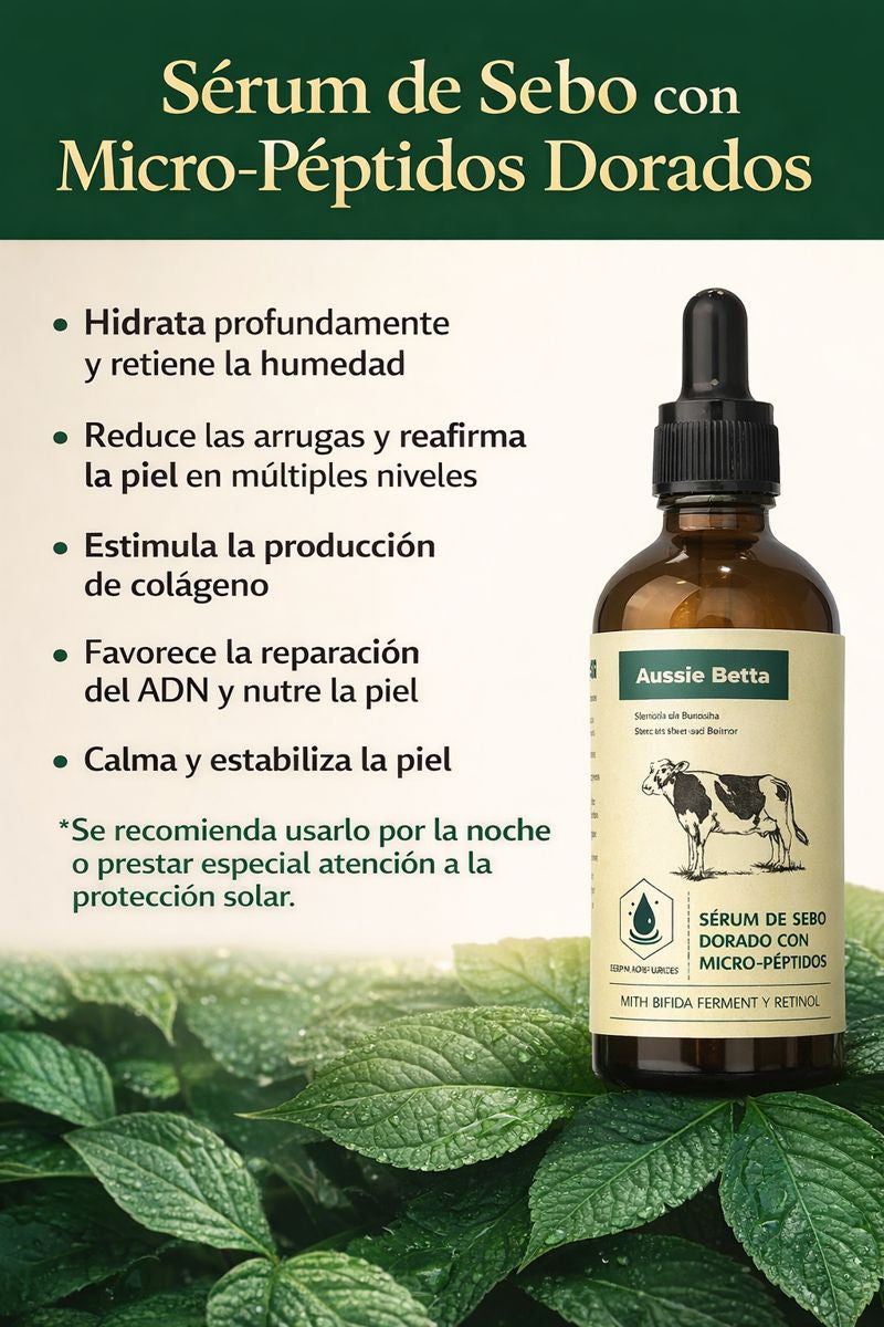 Suero de sebo con micropéptidos dorados - antienvejecimiento suave para pieles sensibles