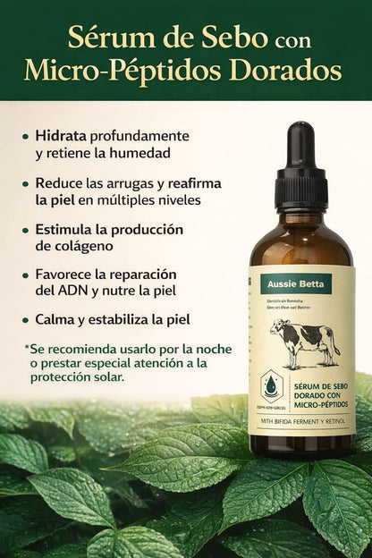 Suero de sebo con micropéptidos dorados - antienvejecimiento suave para pieles sensibles